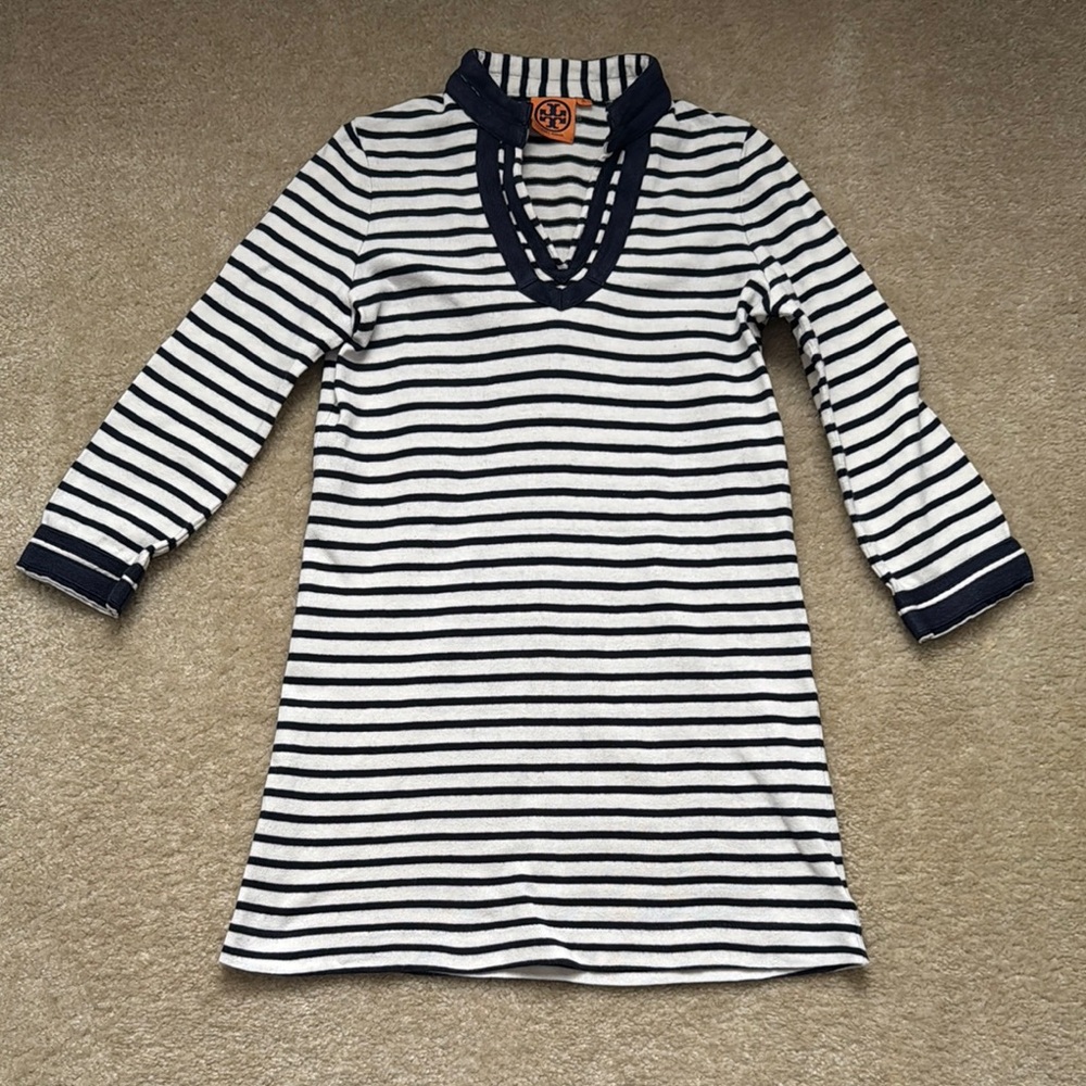 Tory Burch Kids Striped Navy and White Dress EUC Size XL